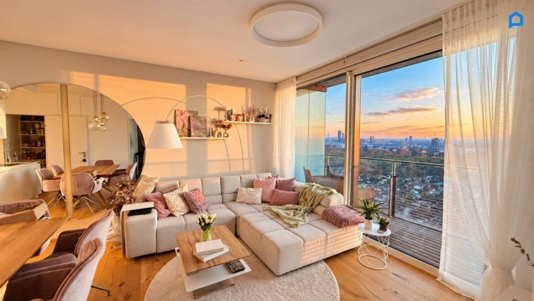  Wien,Landstra�e - Donaukanal, Prater, U-Bahn U3 Etagenwohnung Hoch-Modernes 2-Zimmer-Highlight in 1030 Wien, Triiiple Tower, 26. Etage mit Balkon & Garage optional ! Pool, Concierge