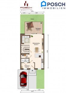  BELAGSFERTIG, REIHENHAUS- Ziegelmassiv mit Garten, EIGENGRUND, 0% provisionsfrei, absolute Gr�n-Ruhelage, 1-(2) Stellplatz vor dem Haus