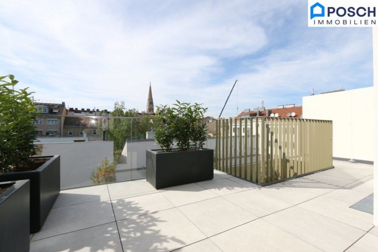  Wien - Hernalser Haupstra�e, Rosensteingasse, Ottakringerstra�e Dachgeschosswohnung *PAUSCHAL MIETE* DACHGESCHOSS LUXUS-NEUWERTIG, 3 Zimmer, West-Terrasse 19,37 m�, Pauschale allinklusiv Miete, Ma�einbau-K�che, zugfreie Deckenk�hlung, FBH, Alarmanlage, Garage, Lift, barrierefrei*